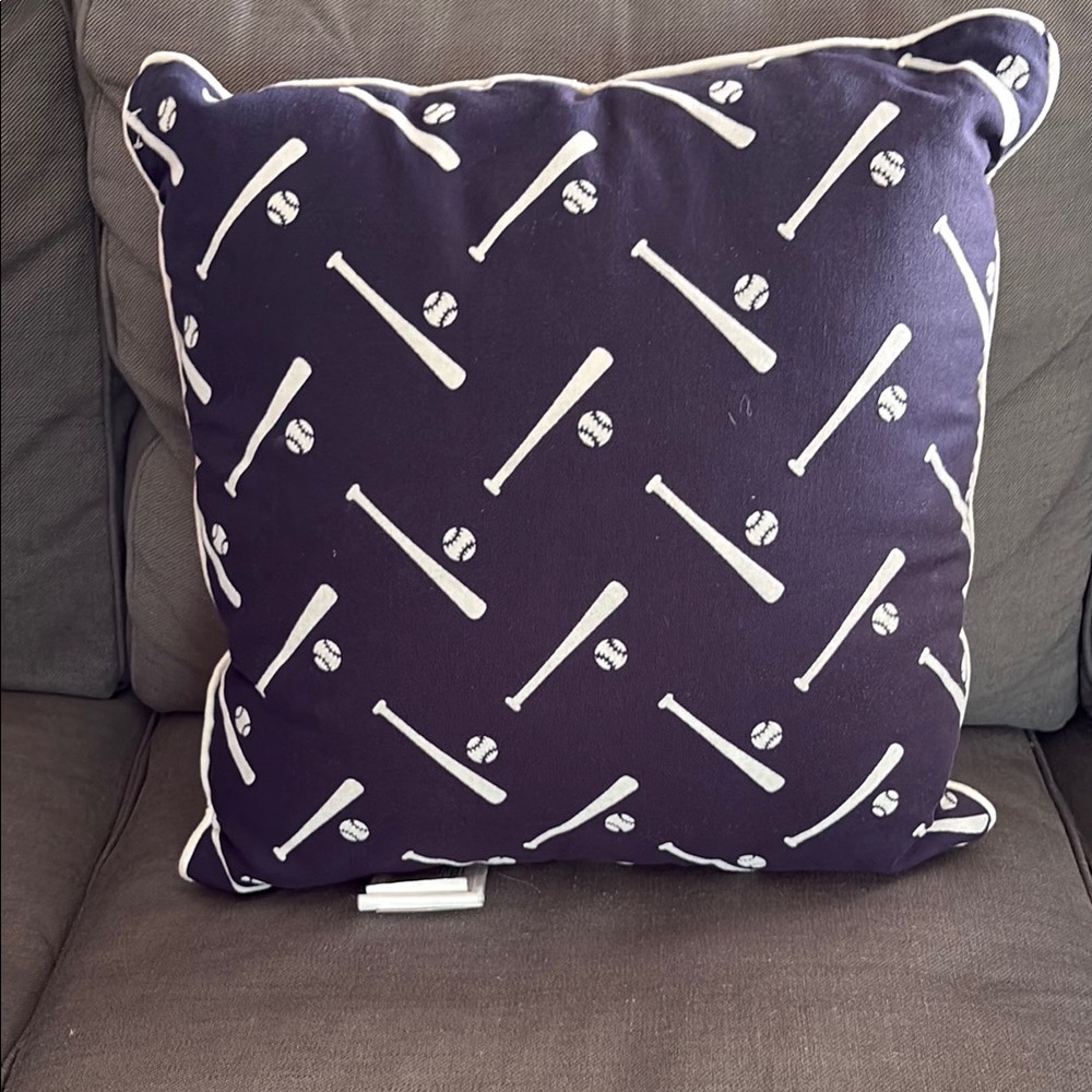 Blue and White Geometric Accent Pillow